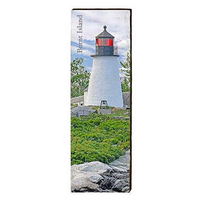 Burnt Island Lighthouse, Maine Wooden Sign | Wall Art Print on Real Wood 