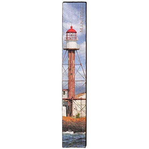 Manitou Lighthouse Home Decor Art Print on Real Wood