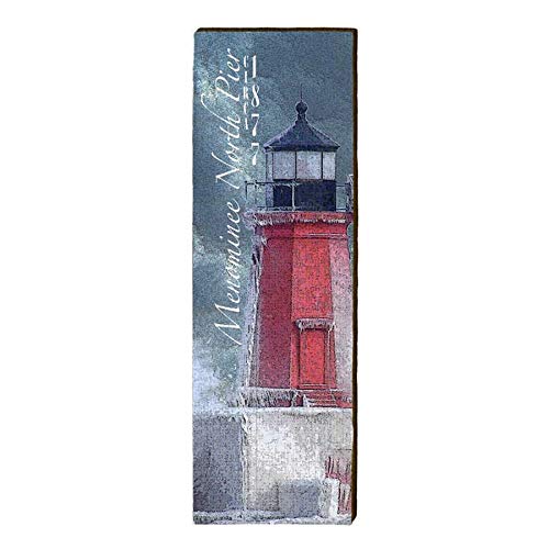 Menominee North Pier Lighthouse Home Decor Art Print on Real Wood