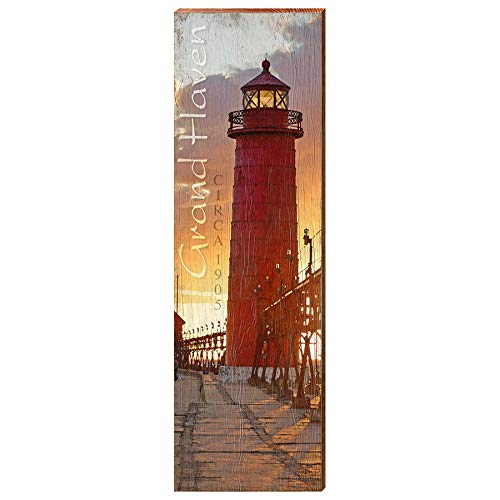 Grand Haven Lighthouse Home Decor Art Print on Real Wood