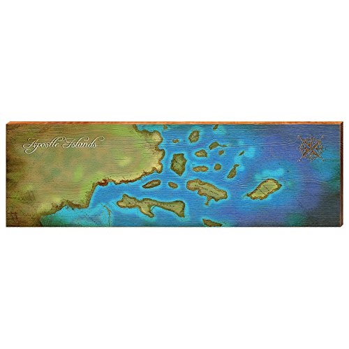 Apostle Islands, Wisconsin Antique Styled Map | Wall Art Print on Real Wood