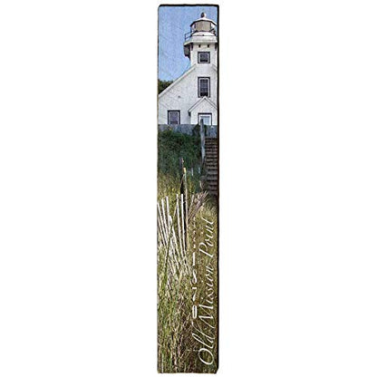 Old Mission Point Lighthouse Home Decor Art Print on Real Wood