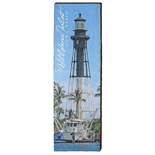 Hillsboro Inlet Lighthouse, Florida Wooden Sign | Wall Art Print on Real Wood