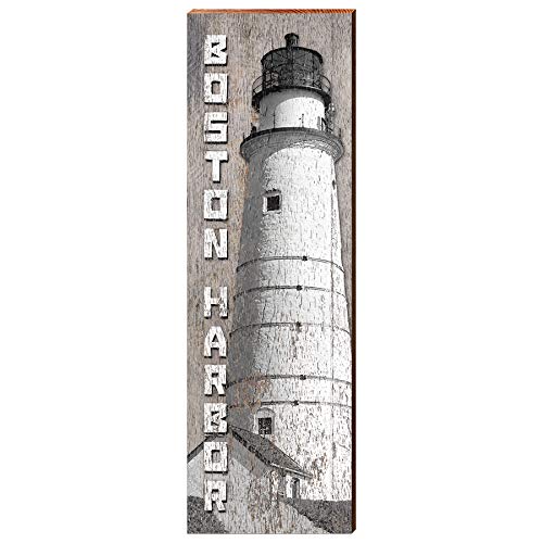 Boston Harbor Lighthouse, Massachusetts Wooden Sign | Wall Art Print on Real Wood 