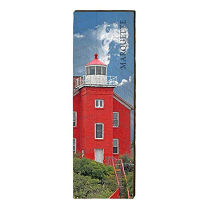 Marquette Lighthouse Home Decor Art Print on Real Wood