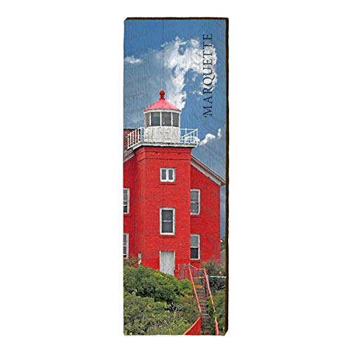Marquette Lighthouse Home Decor Art Print on Real Wood