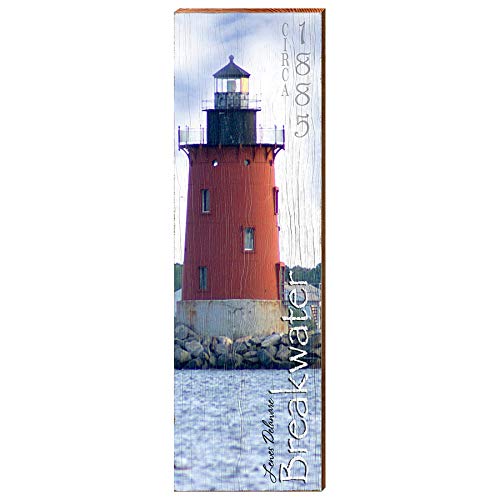 Breakwater Lighthouse, Delaware Wooden Sign | Wall Art Print on Real Wood 