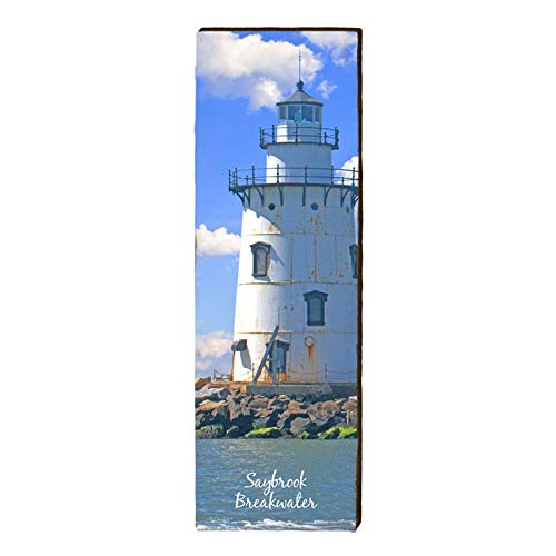 Saybrook Breakwater Lighthouse Home Decor Art Print on Real Wood