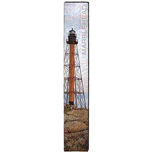 Marblehead Lighthouse, Ohio Wooden Sign | Wall Art Print on Real Wood | Lake Erie Cabin House Home Decor