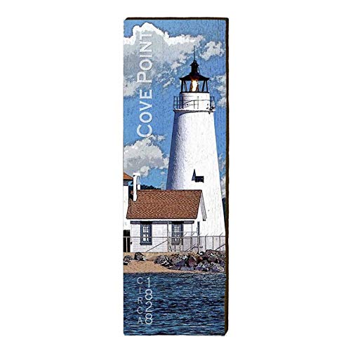 Cove Point, Maryland Lighthouse Wooden Sign | Wall Art Print on Real Wood 