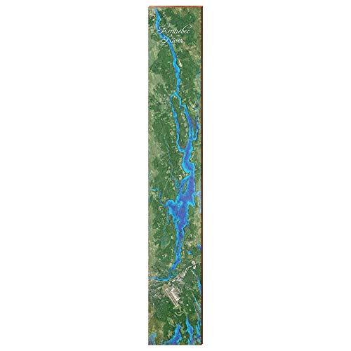 Kennebec River Map Home Decor Art Print on Real Wood