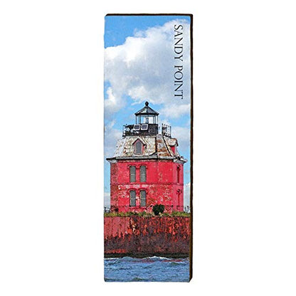 Sandy Point Lighthouse Home Decor Art Print on Real Wood