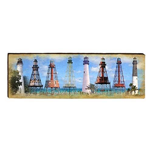 Florida Keys Lighthouse Collection Home Decor Art Print on Real Wood