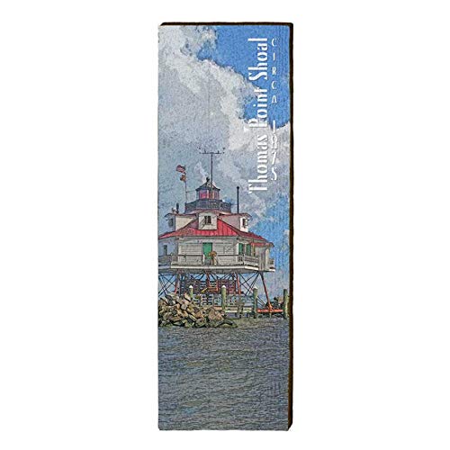 Thomas Point Shoal Lighthouse Home Decor Art Print on Real Wood