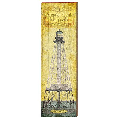 Alligator Reef, Florida Wooden Lighthouse Sign | Wall Art Print on Real Wood