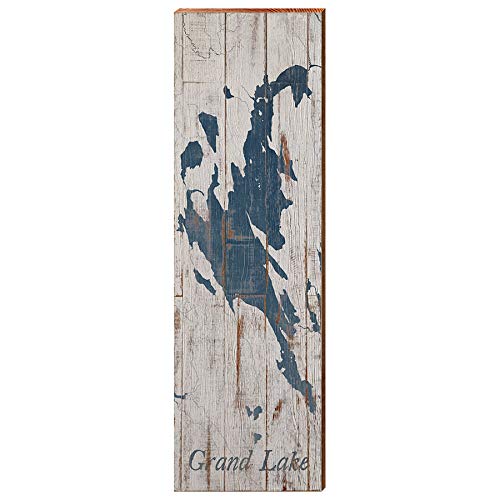 Grand Lake Shabby Map Home Decor Art Print on Real Wood