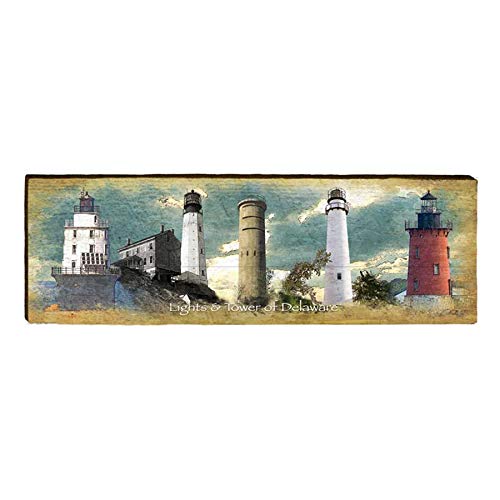 Delaware Lighthouses Home Decor Art Print on Real Wood