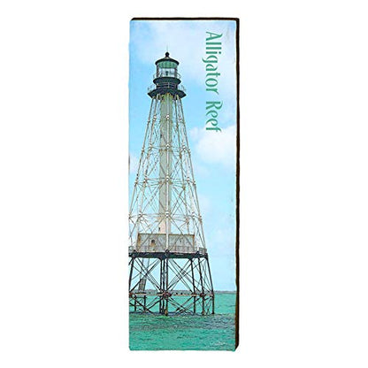 Alligator Reef, Florida Wooden Lighthouse Sign | Wall Art Print on Real Wood