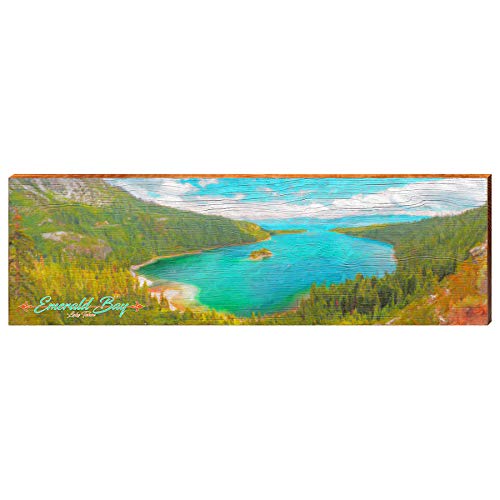 Emerald Bay, Lake Tahoe Home Decor Art Print on Real Wood