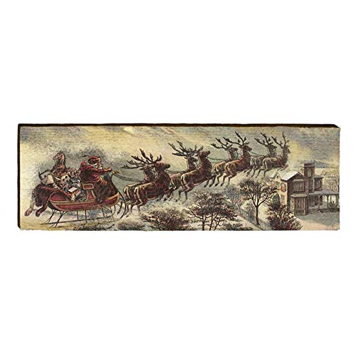 Santa's Sleigh Home Decor Art Print on Real Wood