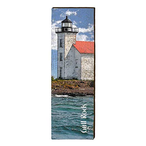 Gull Rock Lighthouse Home Decor Art Print on Real Wood
