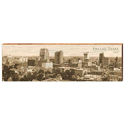 Dallas Texas 1912 Home Decor Art Print on Real Wood