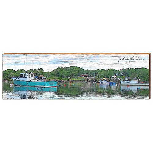 York Harbor, Maine Wooden Sign | Wall Art Print on Real Wood 