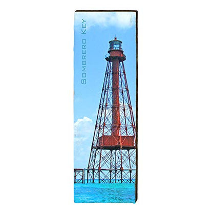 Sombrero Key Lighthouse Home Decor Art Print on Real Wood