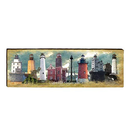 Delaware Lighthouses Home Decor Art Print on Real Wood