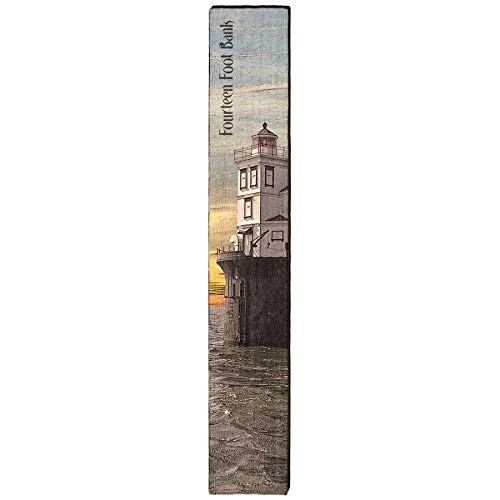 Fourteen Foot Bank Lighthouse Home Decor Art Print on Real Wood