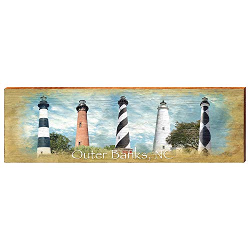 North Carolina Outer Banks Lighthouse Collection Home Decor Art Print on Real Wood