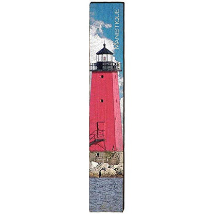 Manistique East Breakwater Lighthouse Home Decor Art Print on Real Wood