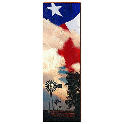 Texas Windmills Home Decor Art Print on Real Wood