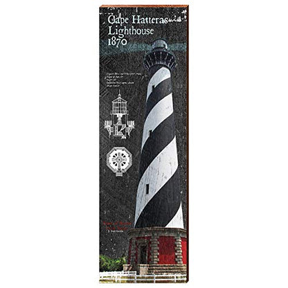 Cape Hatteras Lighthouse Night Study Home Decor Art Print on Real Wood