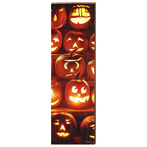 Jack-O-Lanterns Vertical Home Decor Art Print on Real Wood