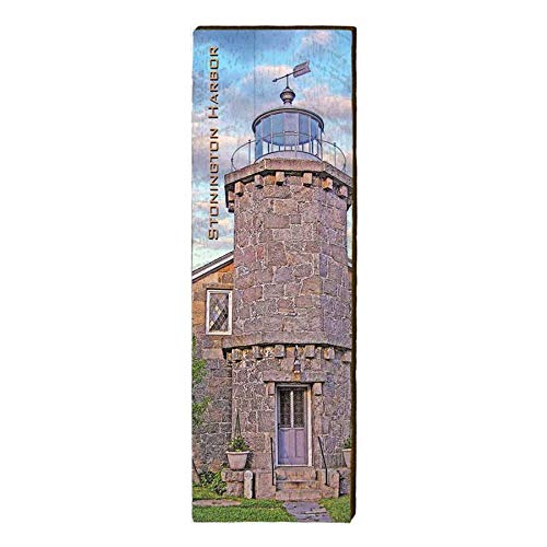 Stonington Harbor Lighthouse Home Decor Art Print on Real Wood