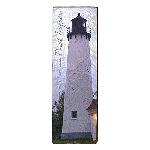 Port Iroquois Lighthouse Home Decor Art Print on Real Wood