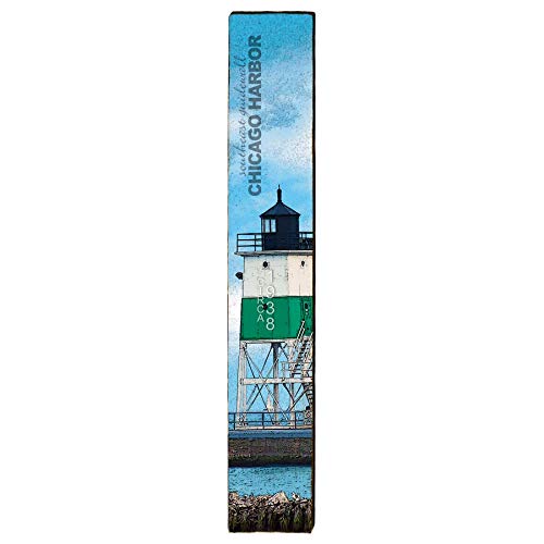 Chicago Harbor Southeast Guidewall Lighthouse Home Decor Art Print on Real Wood