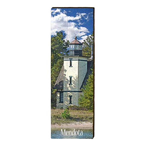 Mendota Bete Grise Lighthouse Home Decor Art Print on Real Wood