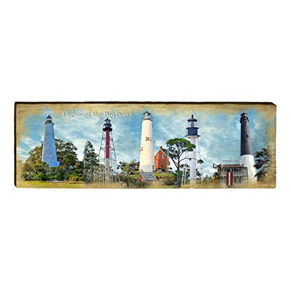 Big Bend Lighthouse Wooden Sign | Wall Art Print on Real Wood 