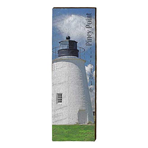 Piney Point Lighthouse Home Decor Art Print on Real Wood