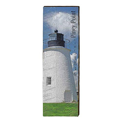 Piney Point Lighthouse Home Decor Art Print on Real Wood