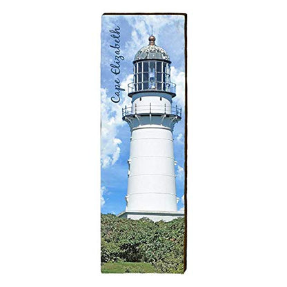 Cape Elizabeth, Maine Lighthouse Home Decor Art Print on Real Wood