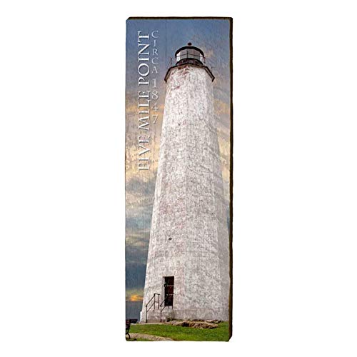 Five Mile Point Lighthouse Home Decor Art Print on Real Wood