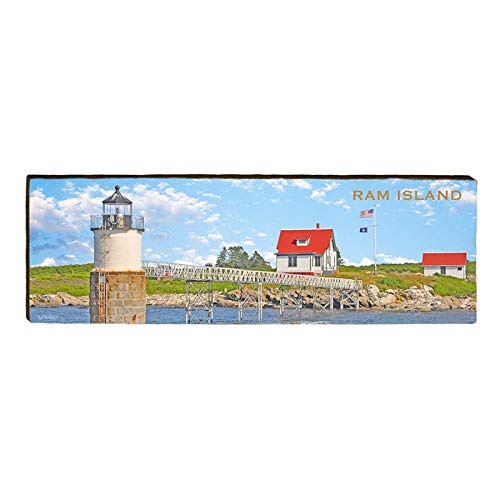 Ram Island Lighthouse Home Decor Art Print on Real Wood