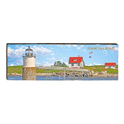 Ram Island Lighthouse Home Decor Art Print on Real Wood