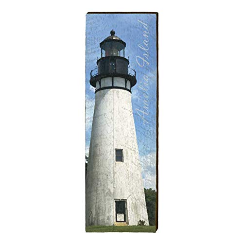 Amelia Island, Florida Wooden Lighthouse Sign | Wall Art Print on Real Wood