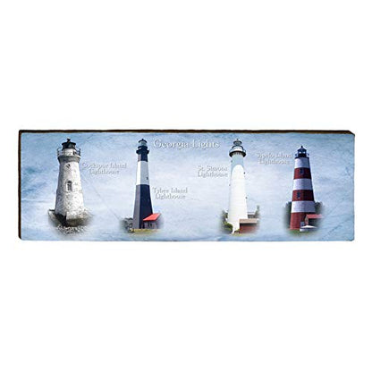 Georgia Lighthouse Collection Home Decor Art Print on Real Wood