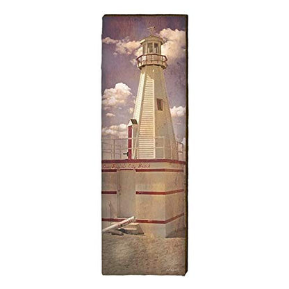 New Buffalo Lighthouse Home Decor Art Print on Real Wood