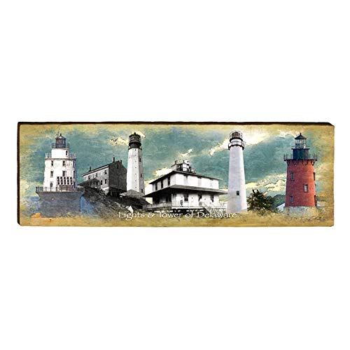 Delaware Lighthouses Home Decor Art Print on Real Wood